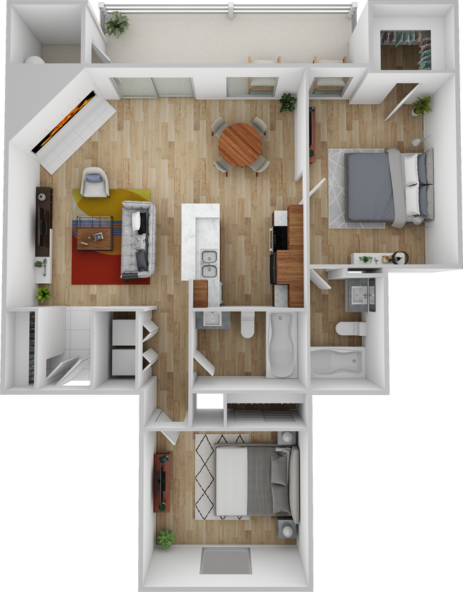 Flat 2 Bed 2 Bath 28-103 floor plan